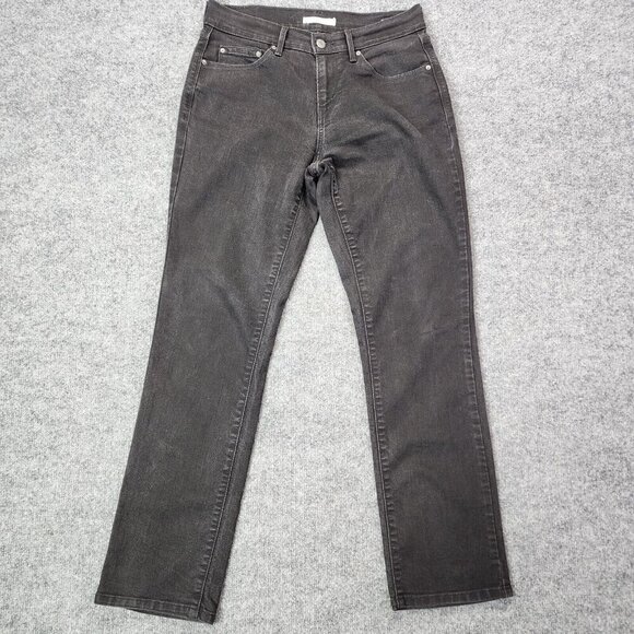 Levis 505 Straight Leg Womens Mid Rise Stretch Charcoal Wash Jeans Size 27 - Picture 1 of 13